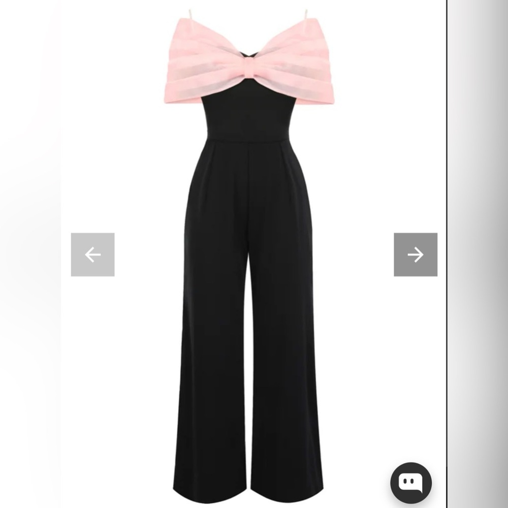 🌺✨Vintage Vixen Vibes! Retro Stage Pink Bow Pearl Strap Jumpsuit!